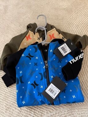 Hurley Blue and Black Zip-Up Baby Bodysuit